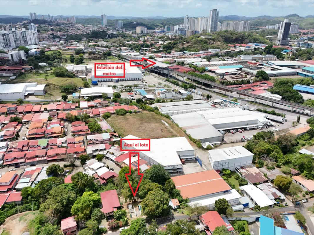 Aerial showing location of the commercial lot and nearby Metro and logistic infrastructure Pueblo Nuevo