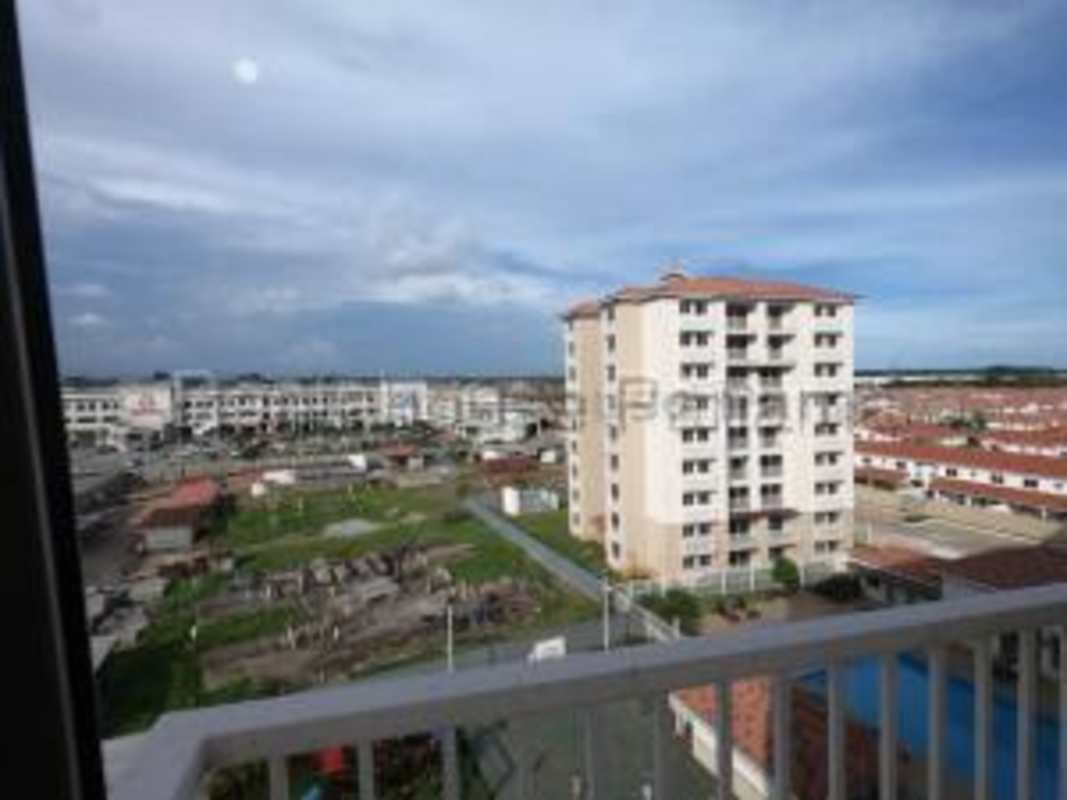 Outdoor children's play area with slide and swings fenced at Torres de Versalles II, Panama City