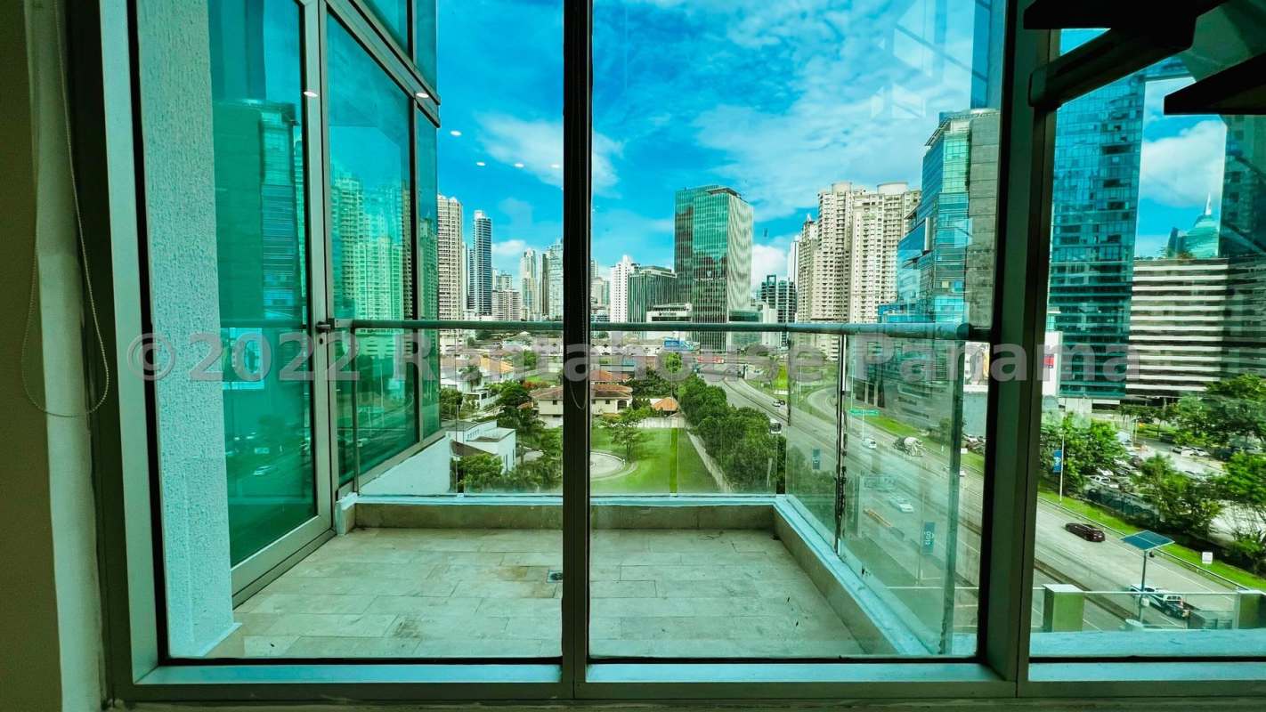 Elegant bathroom with marble finishes and glass shower at PH Ocean Club Punta Pacifica