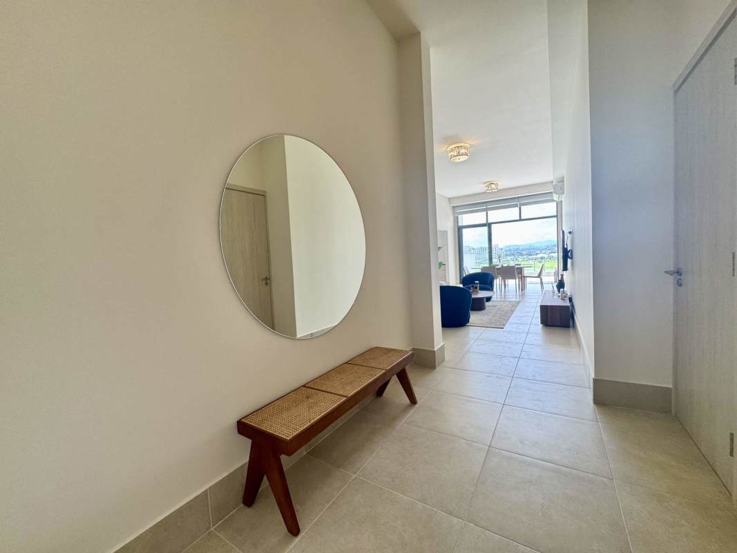 Guest bedroom with terrace overlooking golf course at Ocean House Santa Maria