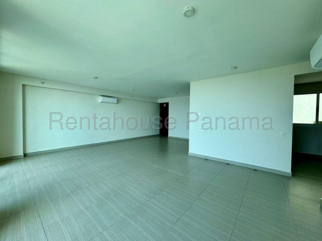 Spacious living room with large coastal view windows PH Oceana Costa del Este Panama City