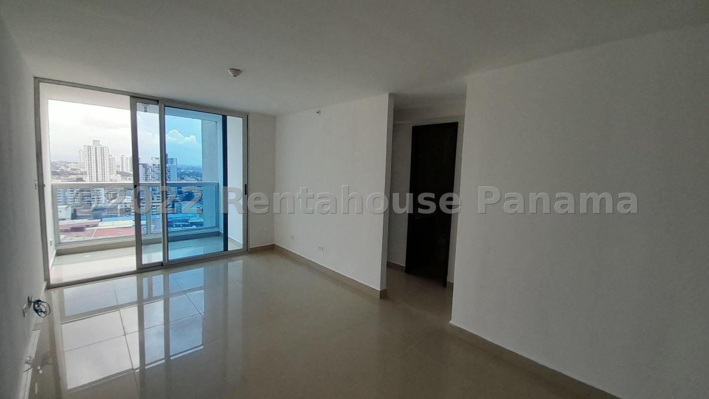 Unfurnished bedroom with city view window and closet Coral Towers Panama