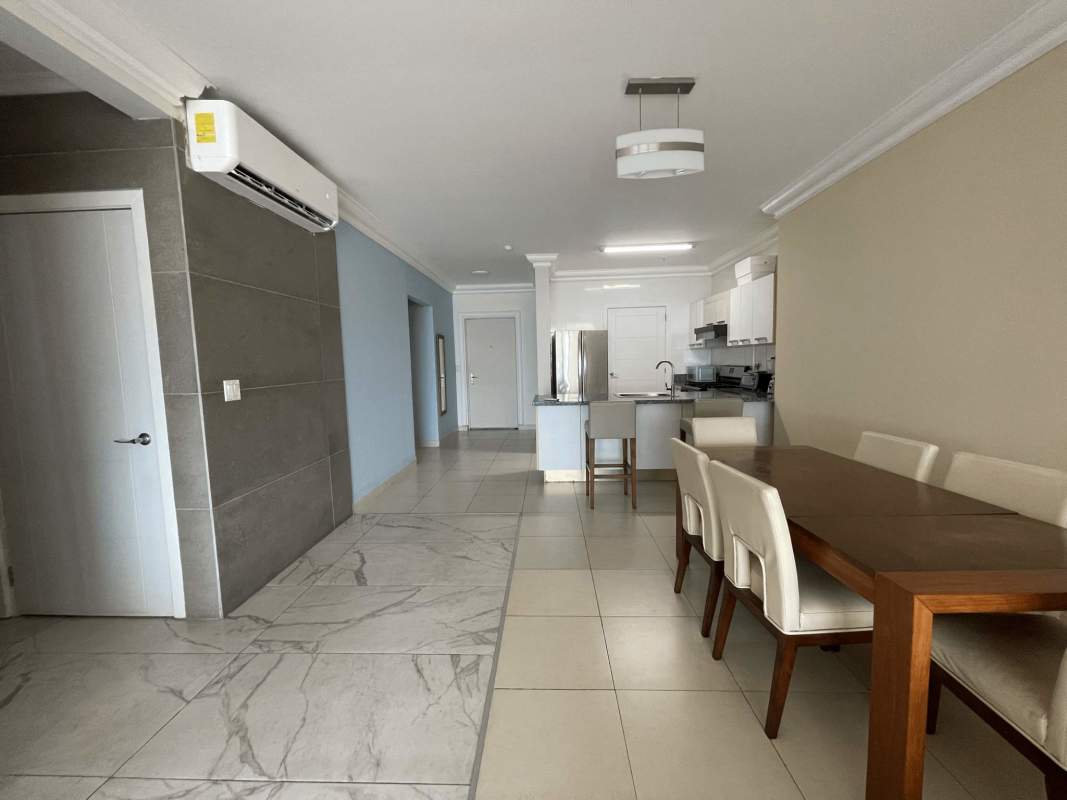 Master bedroom with king bed, oceanfront glass windows in Waters on the Bay Panama
