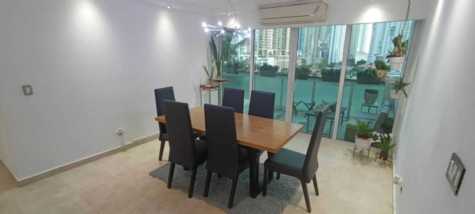 Contemporary bathroom with walk-in glass shower ceramic tile walls granite counters PH Oceanaire Panama