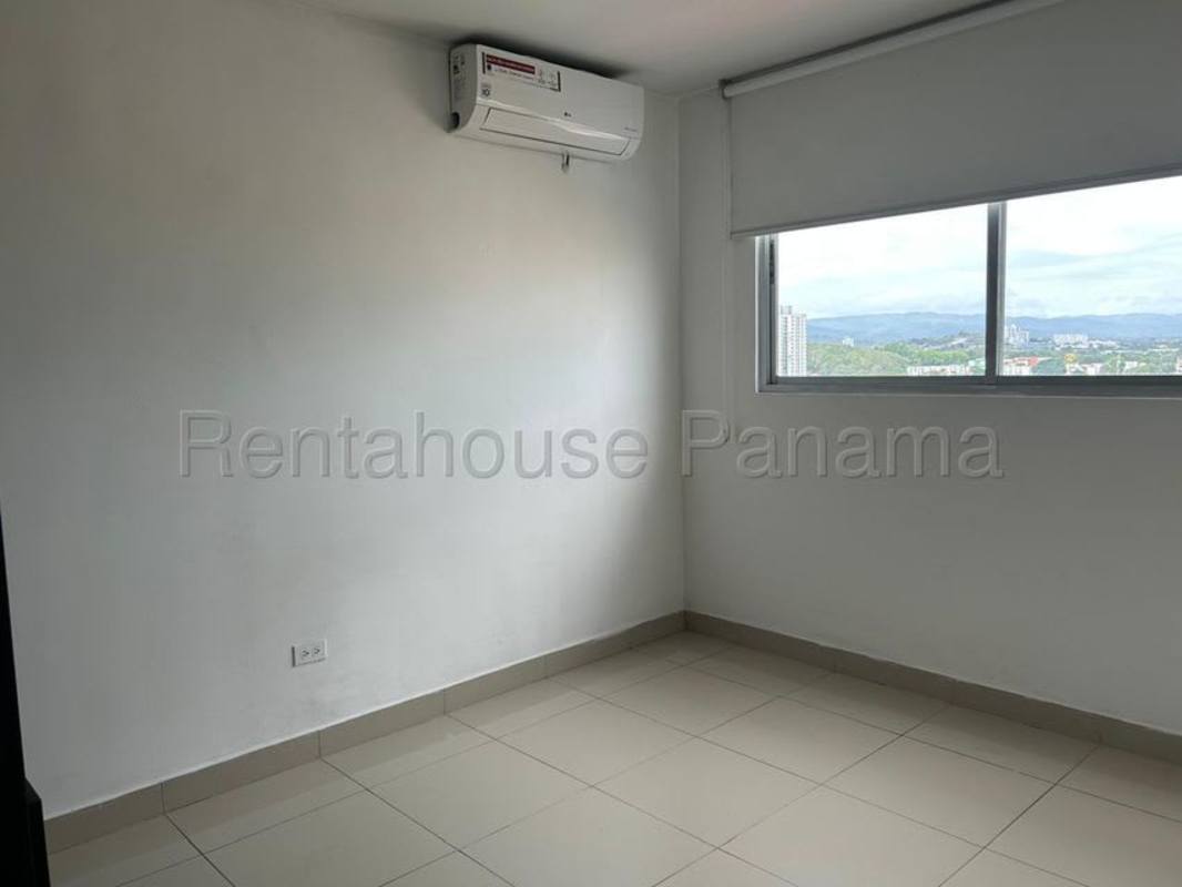 Modern kitchen with granite counters, tile backsplash, gas stove PH Centennial Parque Lefevre Panama City