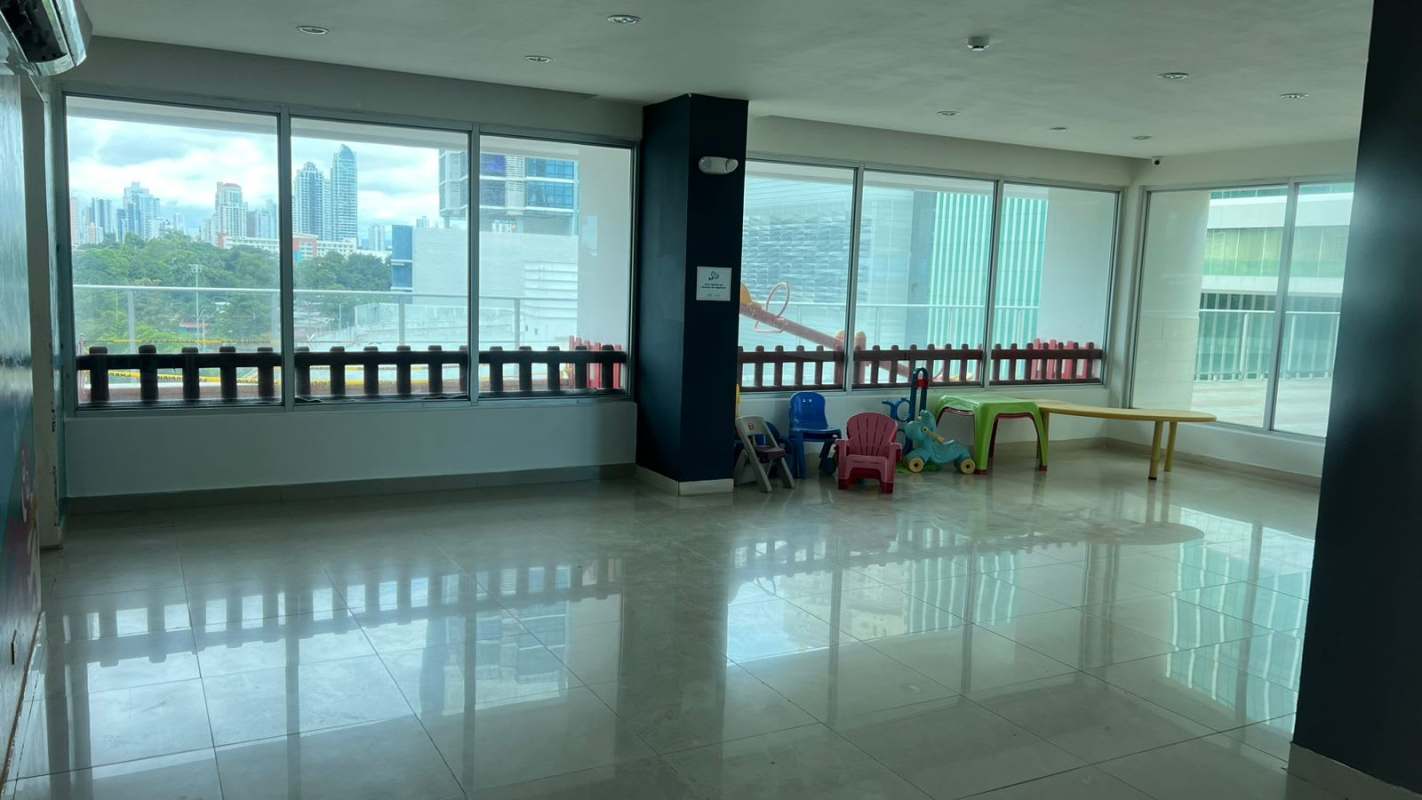 Colorful secure children's playground in Pacific Sun condominium Punta Pacifica Panama