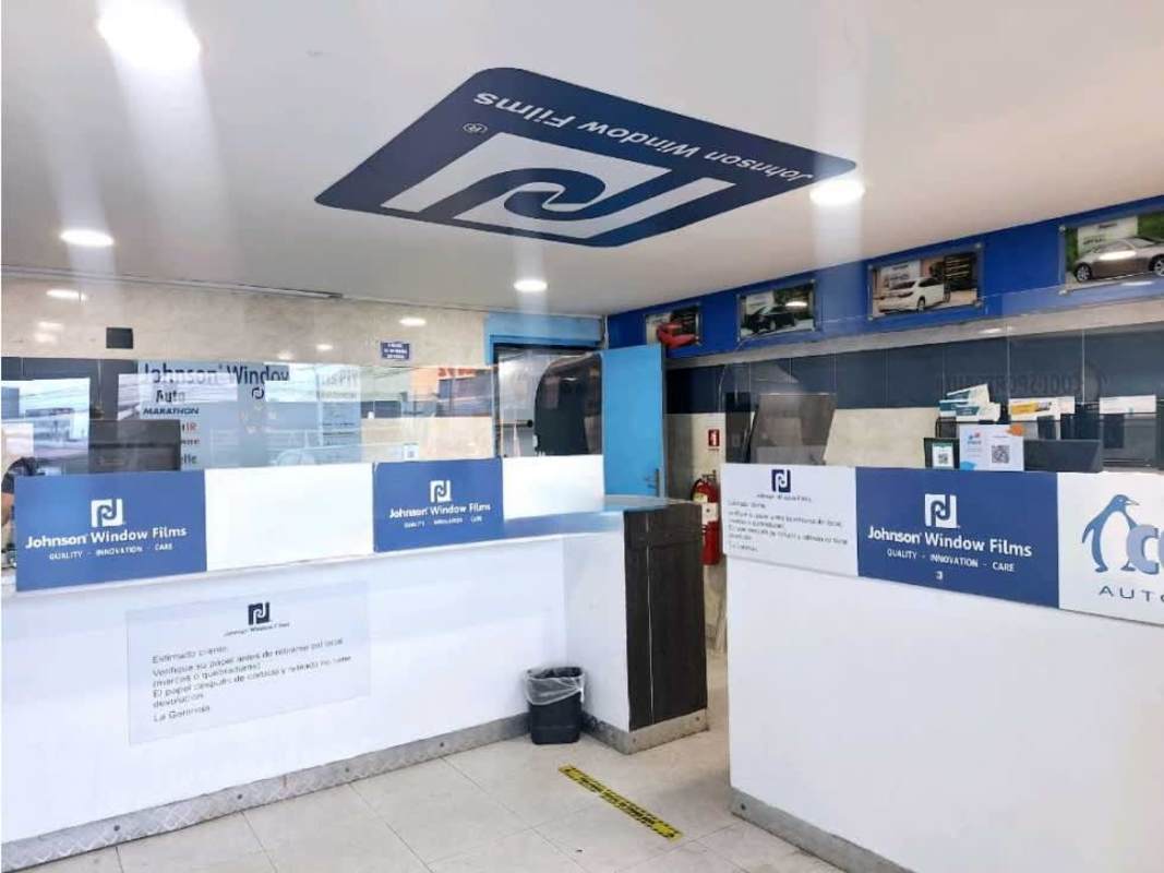 Private enclosed office with storage shelving inside commercial rental Panama City