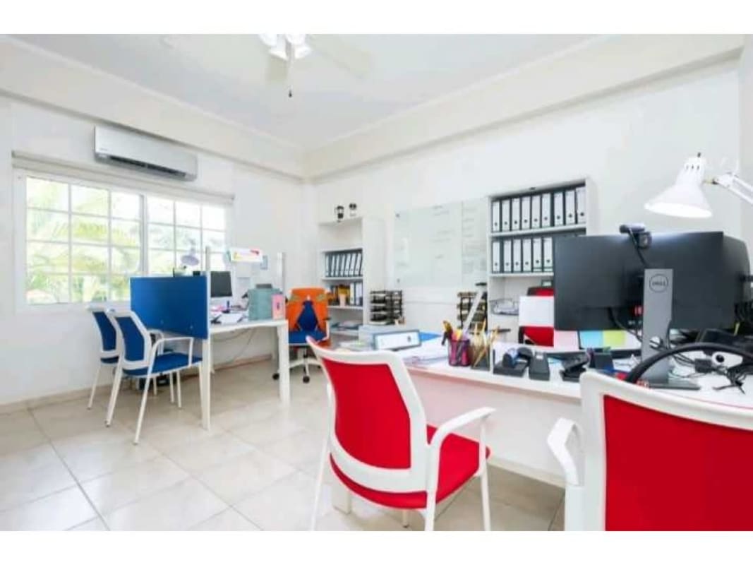 Bright modern workspace with garden views and AC in Albrook diplomatic mansion