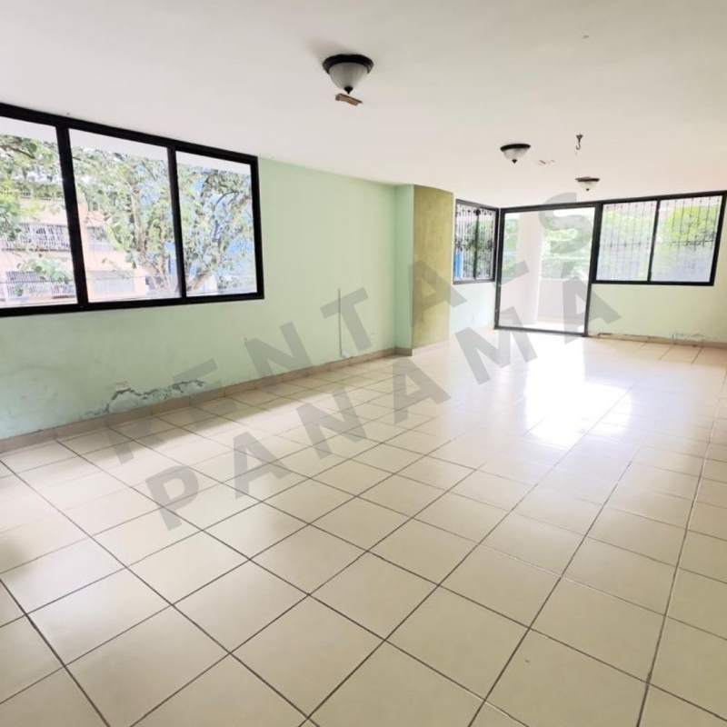 Bright hallway with black double doors PH El Carmen Panama City