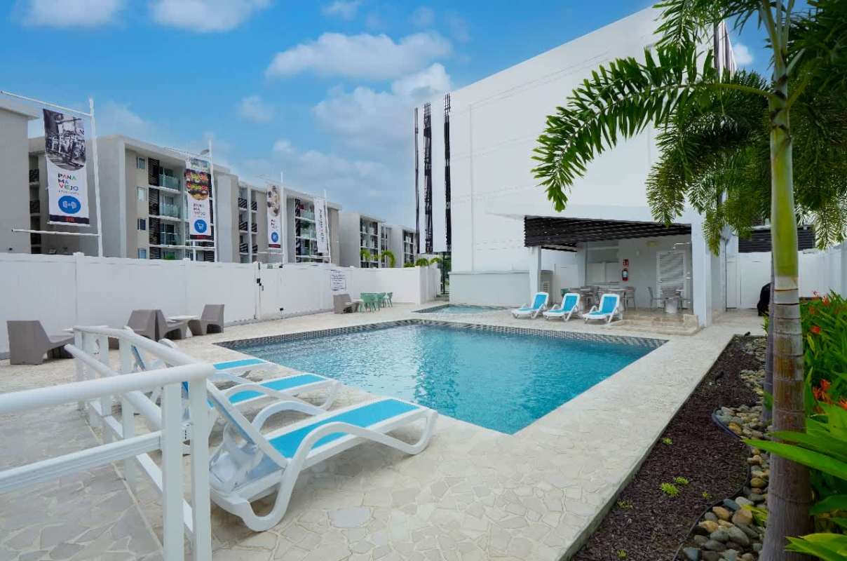 Dining area open kitchen fully furnished apartment rental in Panama Viejo Residences Panama City