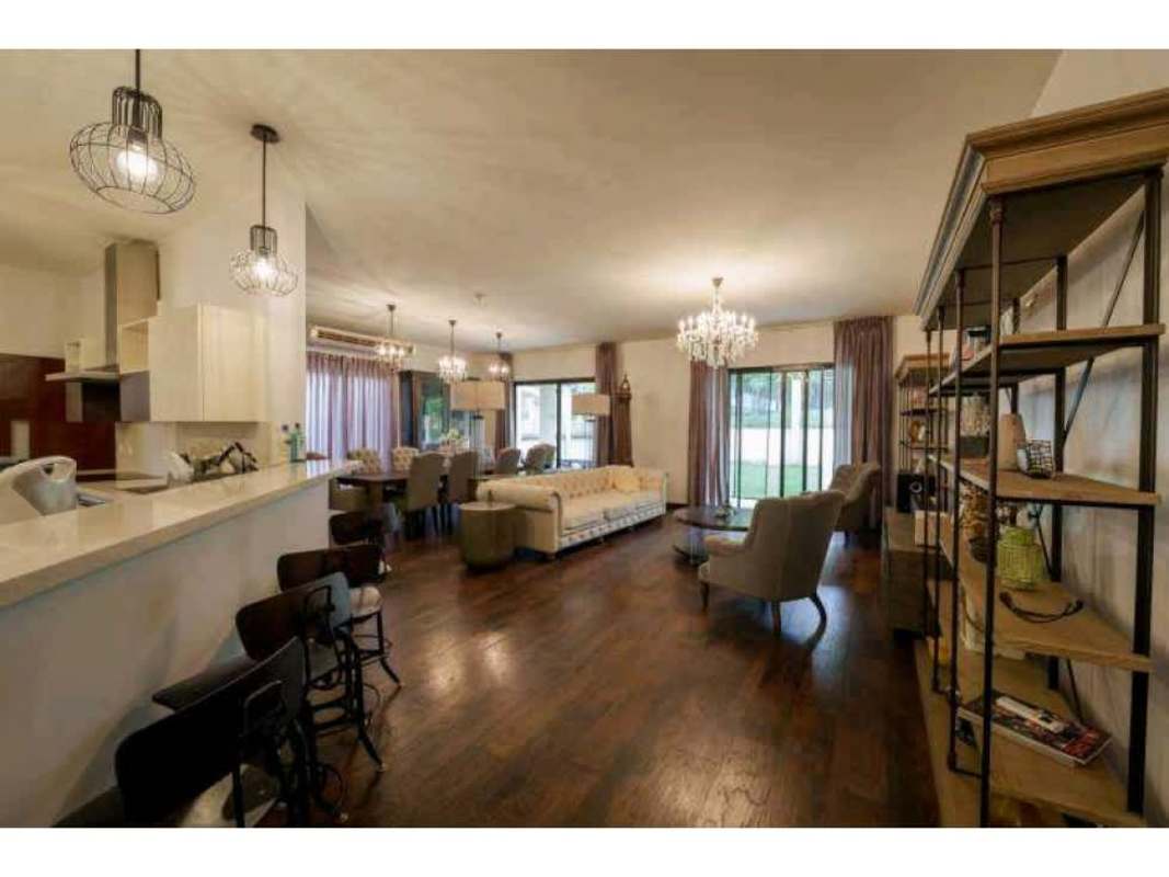 Spacious open plan living room dining room kitchen luxury mansion Embassy Club Panama