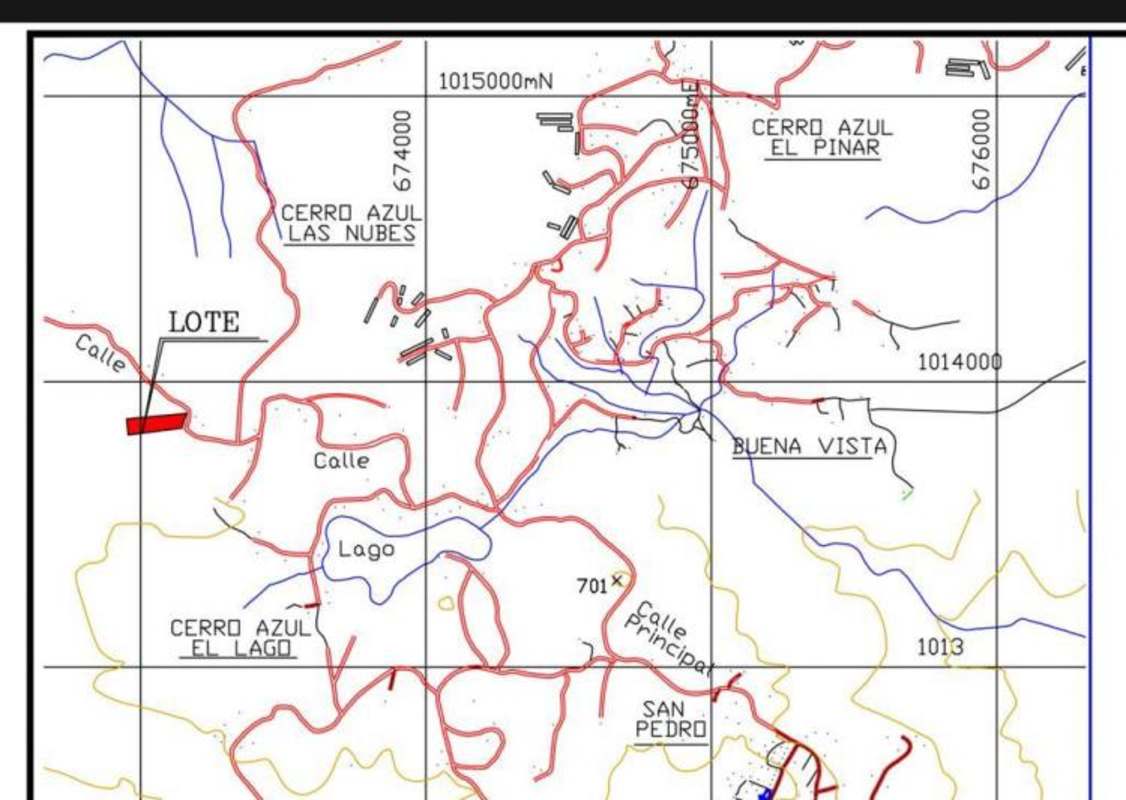 Topographic survey map with marked 1 hectare mountain property Cerro Azul Panama