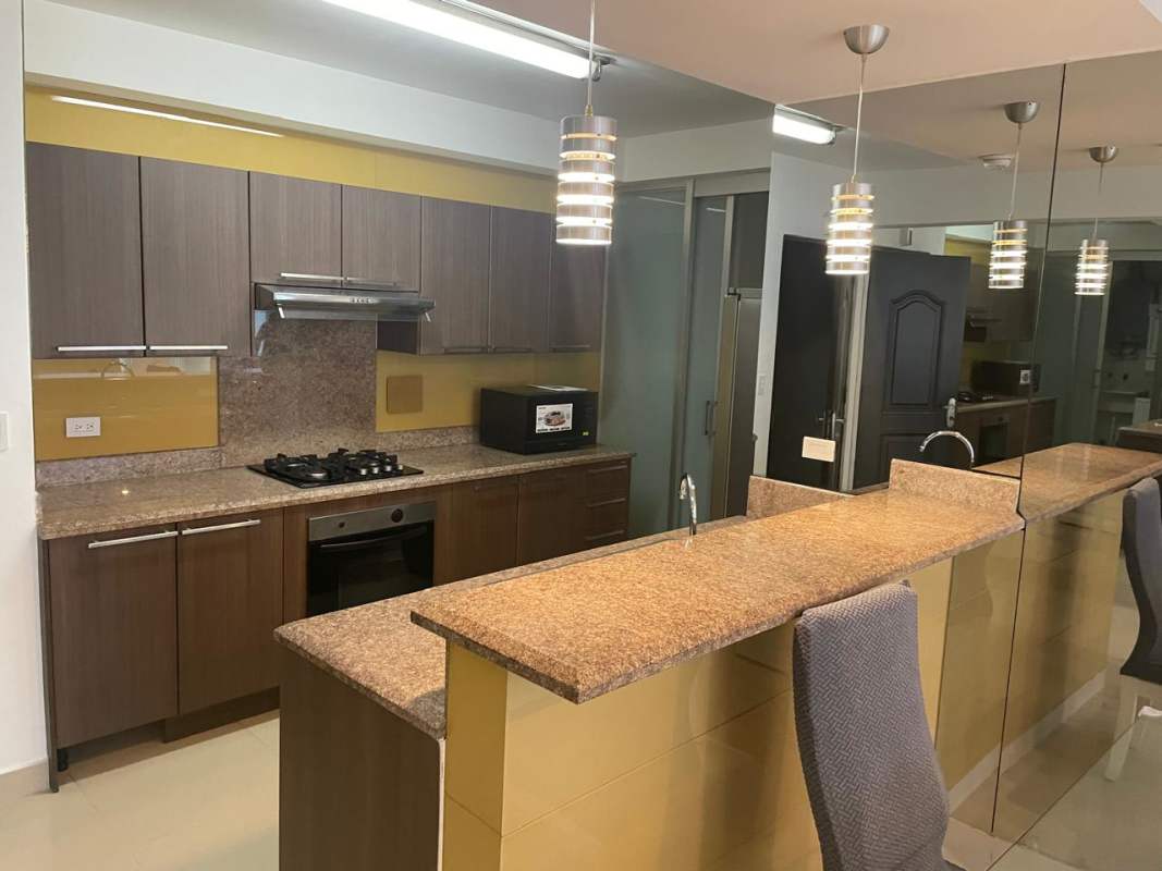 Modern kitchen granite counters breakfast bar PH Top Tower Costa del Este Panama