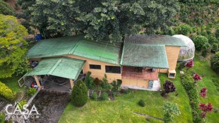 Bright living room with large windows, views to lush gardens Boquete estate