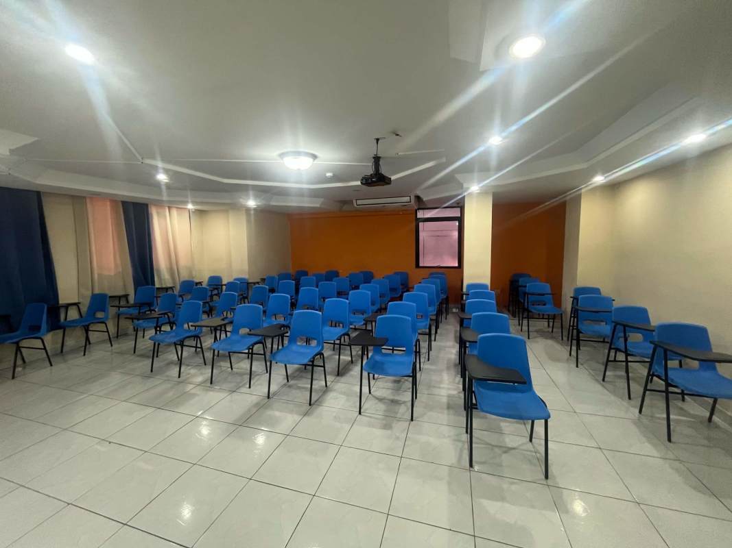 Terrace with city skyline views from commercial building in El Cangrejo Panama