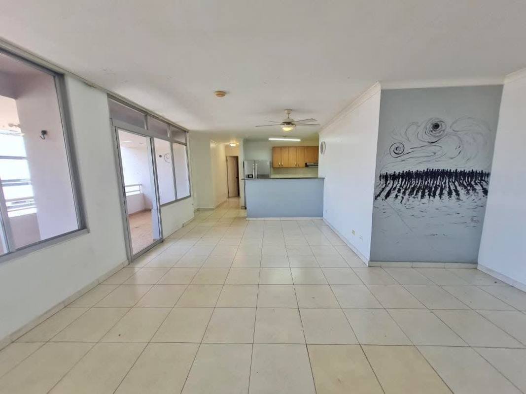 Kitchen equipped with granite countertops, stove, and refrigerator in PH Terrazas del Pacífico Panama City