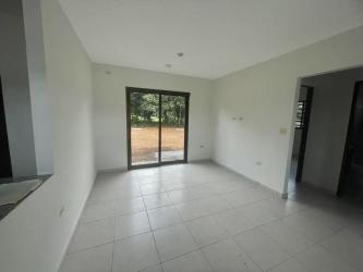 Compact modern bathroom with window, ceramic tile in Los Algarrobos rental house Panama