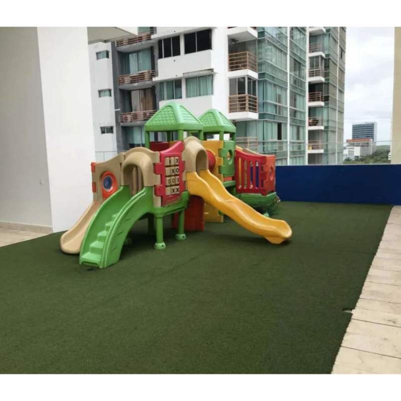 Infinity pool on rooftop of Top Tower Costa del Este overlooking city and ocean