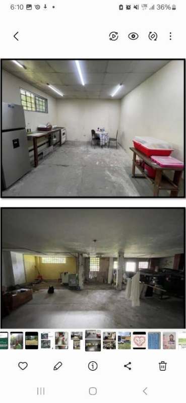 Unfinished basement or storage area with basic kitchen sink, refrigerator in Alcalde Díaz house Panama