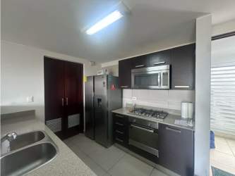 Contemporary bathroom with vanity, mirror, glass enclosed shower PH Mosaic Panama Pacifico