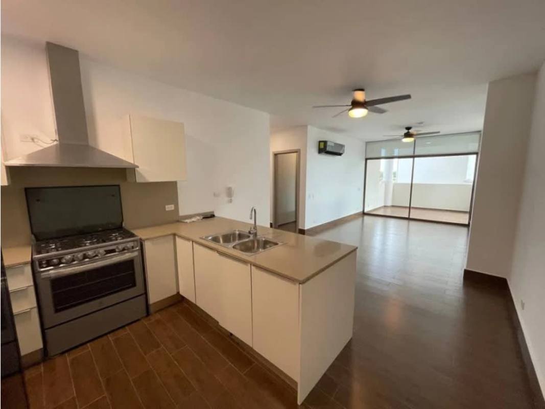 Large terrace overlooking lush gardens inside PH Costamare Costa Sur Panama apartment