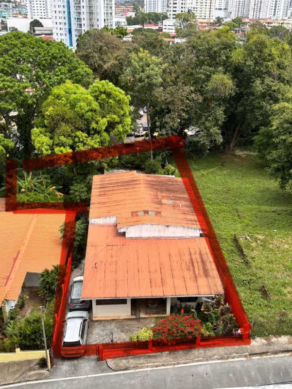 Urban street frontage of property suitable for redevelopment, Carrasquilla neighborhood in Panama City