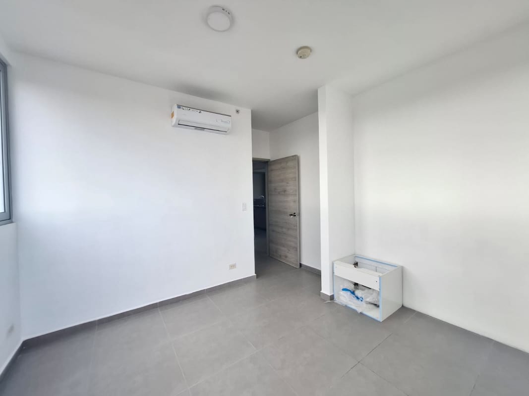 Modern bedroom with large windows panoramic city and mountain views in PH Signature Point La Cresta