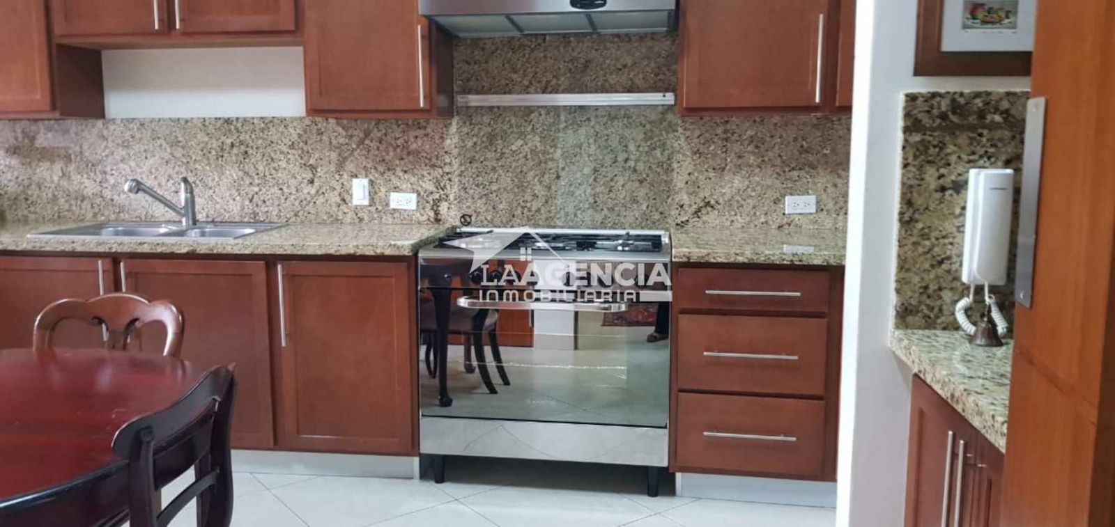 Bright living dining space luxury condo with garden balcony Embassy Club Clayton Panama