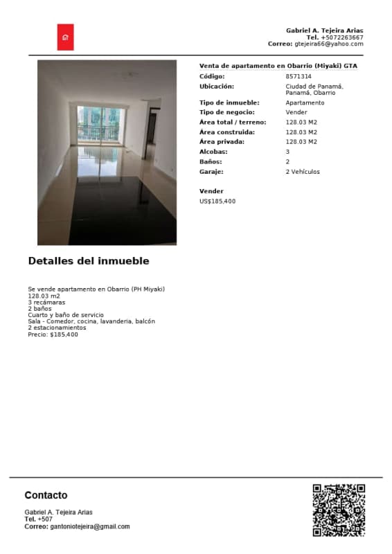 Modern apartment living room with balcony and skyline view PH Miyaki Denovo Panama City