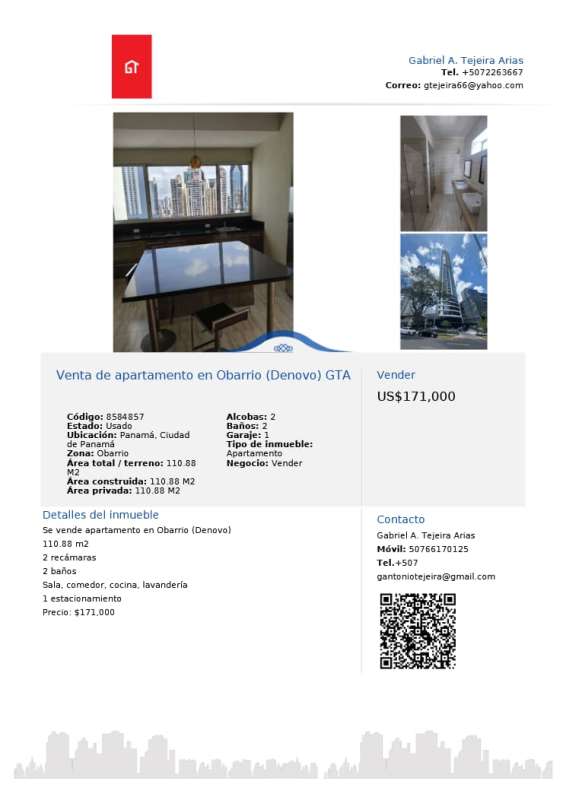 Apartment collage showing kitchen bathroom and exterior tower PH Miyaki Denovo Obarrio Panama