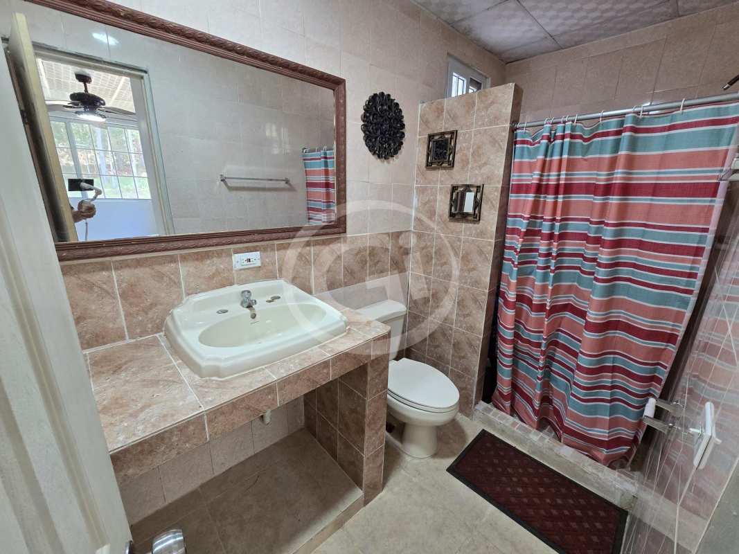Bedroom with large corner windows, ceiling fan, nature views El Guardián Cerro Azul