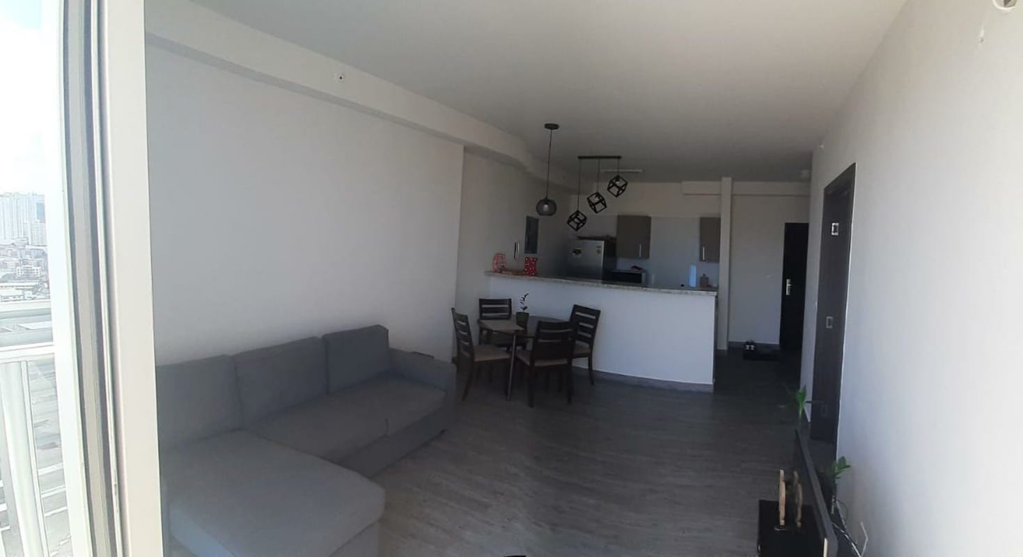 High-rise balcony view of Panama City skyline from PH San Roque