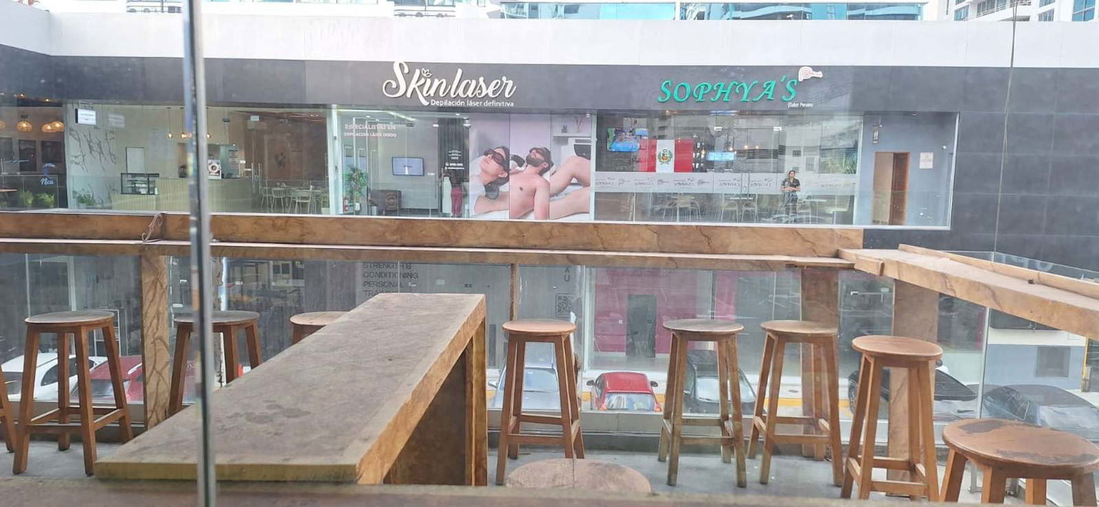 Artistic urban bar area inside commercial space PH Balboa Boutiques Panama City