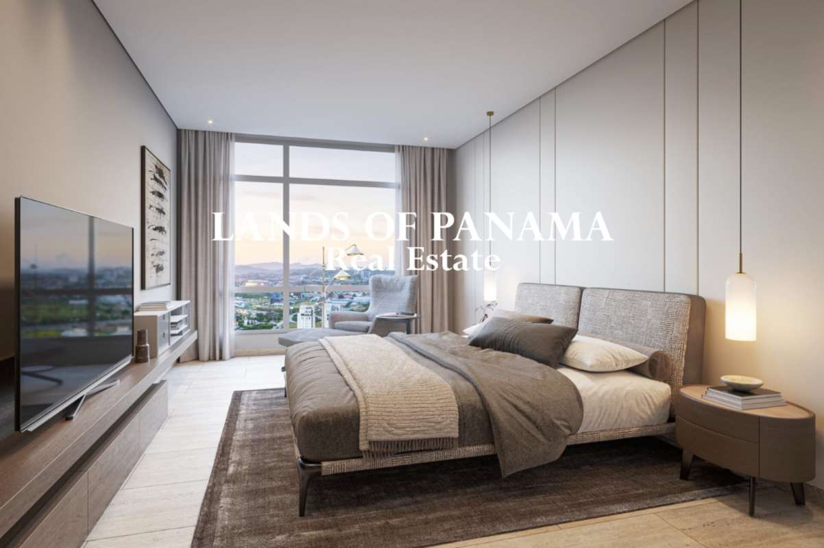 Modern lobby with high ceiling and elegant reception PH Corotú Santa Maria Panama