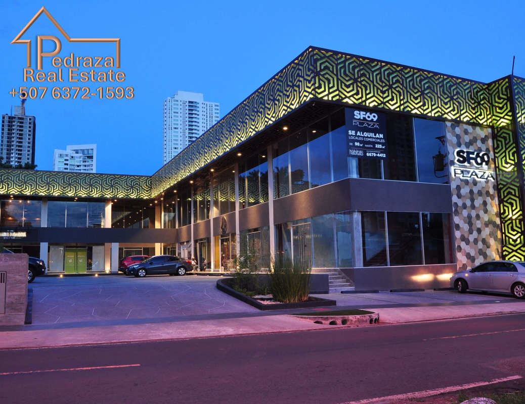 Illuminated commercial facade Plaza 69 modern lighting Panama City