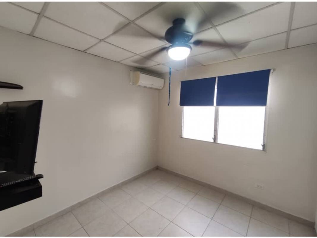 Bathroom with tiled shower, pedestal sink, mirror La Chorrera Panama