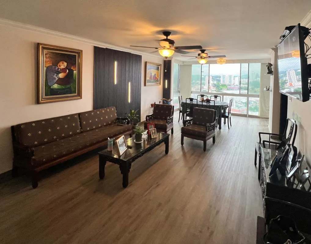 Family bedroom with modern decor large window two beds ceiling fan Hato Pintado Panama