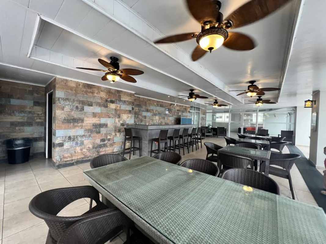 Bathroom marble countertop glass shower doors modern fixtures apartment rental Panama Hato Pintado Tower