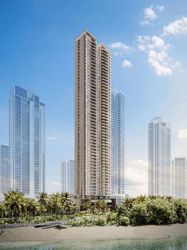 Glass balcony with lounge overlooking skyline in PH Tagua Costa del Este Panama