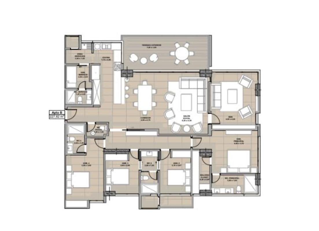 Modern open plan living dining with panoramic windows PH Madero Costa del Este