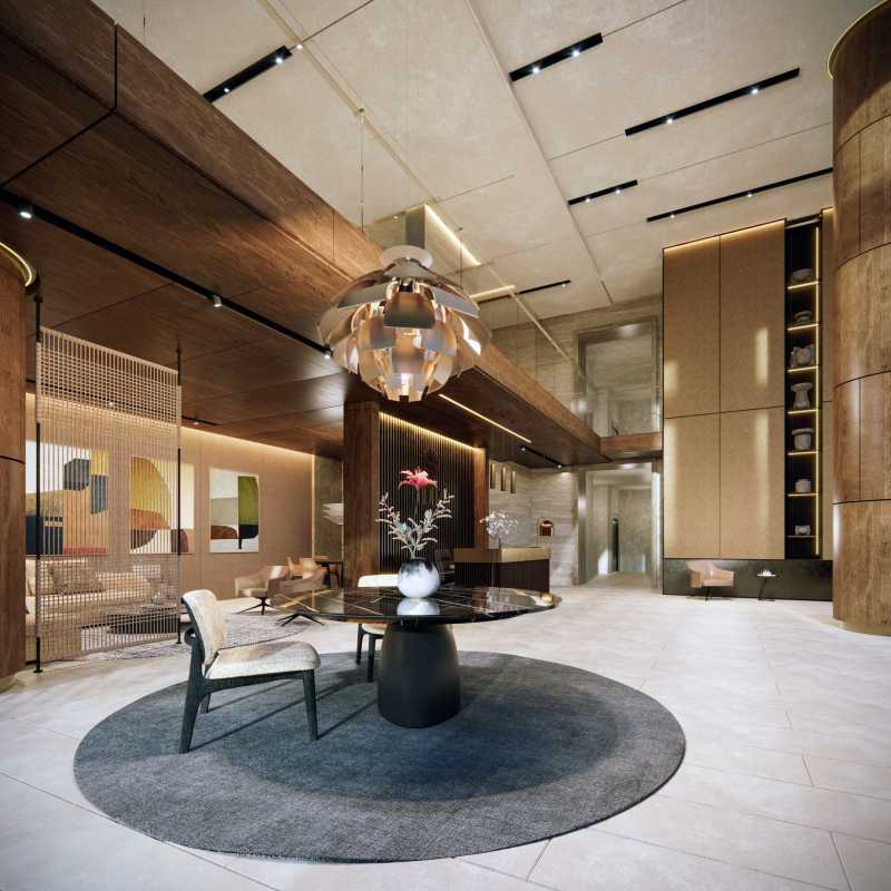 Spacious open concept kitchen and living room in PH Madero with ocean view balcony