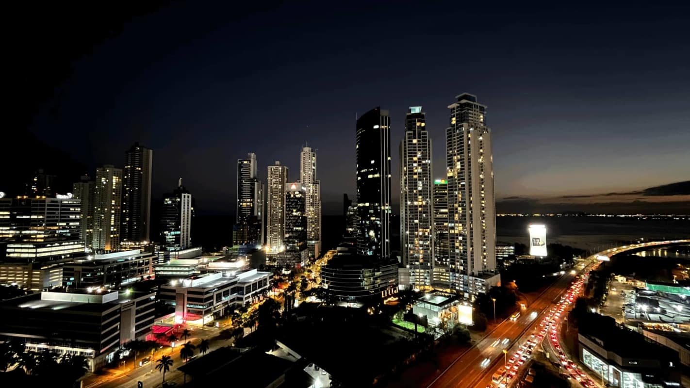 Bright living area with skyline views in PH Sevilla Costa del Este Panama