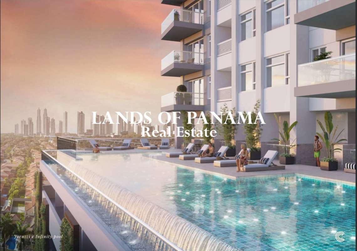 Luxury bedroom with large windows and city skyline view in PH Celeste Santa María Panama