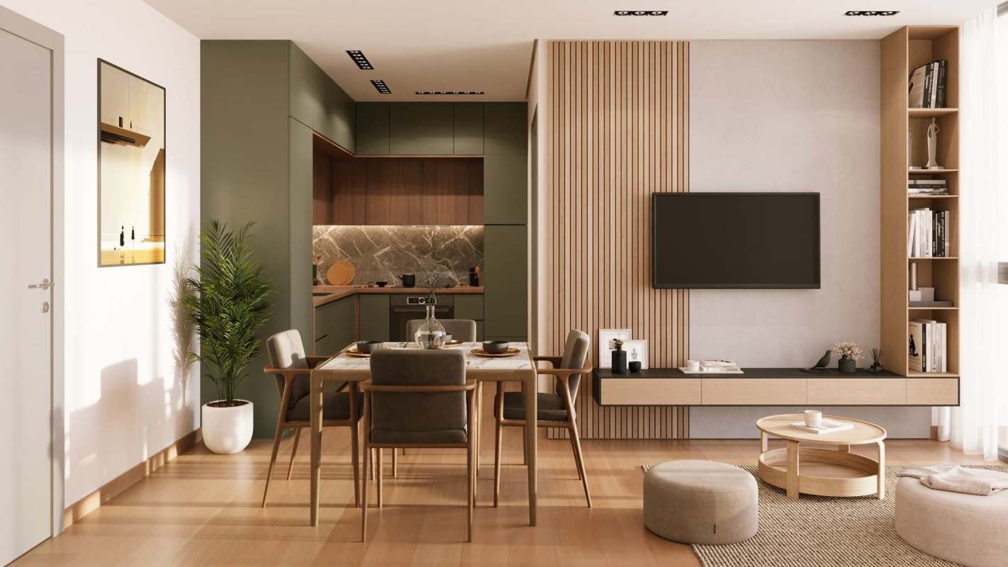 Modern living and dining with kitchen Scandinavian design PH Moderna 360 Panama