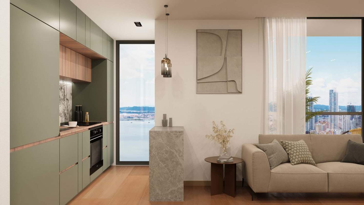 Modern co-working lounge panoramic views PH Moderna 360 Marbella Panama City