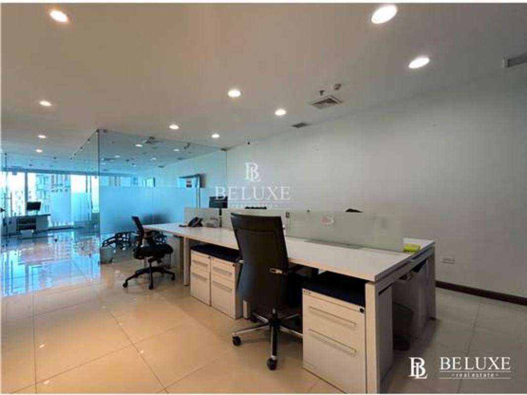Private glass-partitioned furnished office cubicles in corporate tower Punta Pacifica