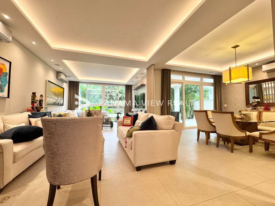 Closed kitchen with modern appliances marble floors luxury home The Grove Santa María Panama