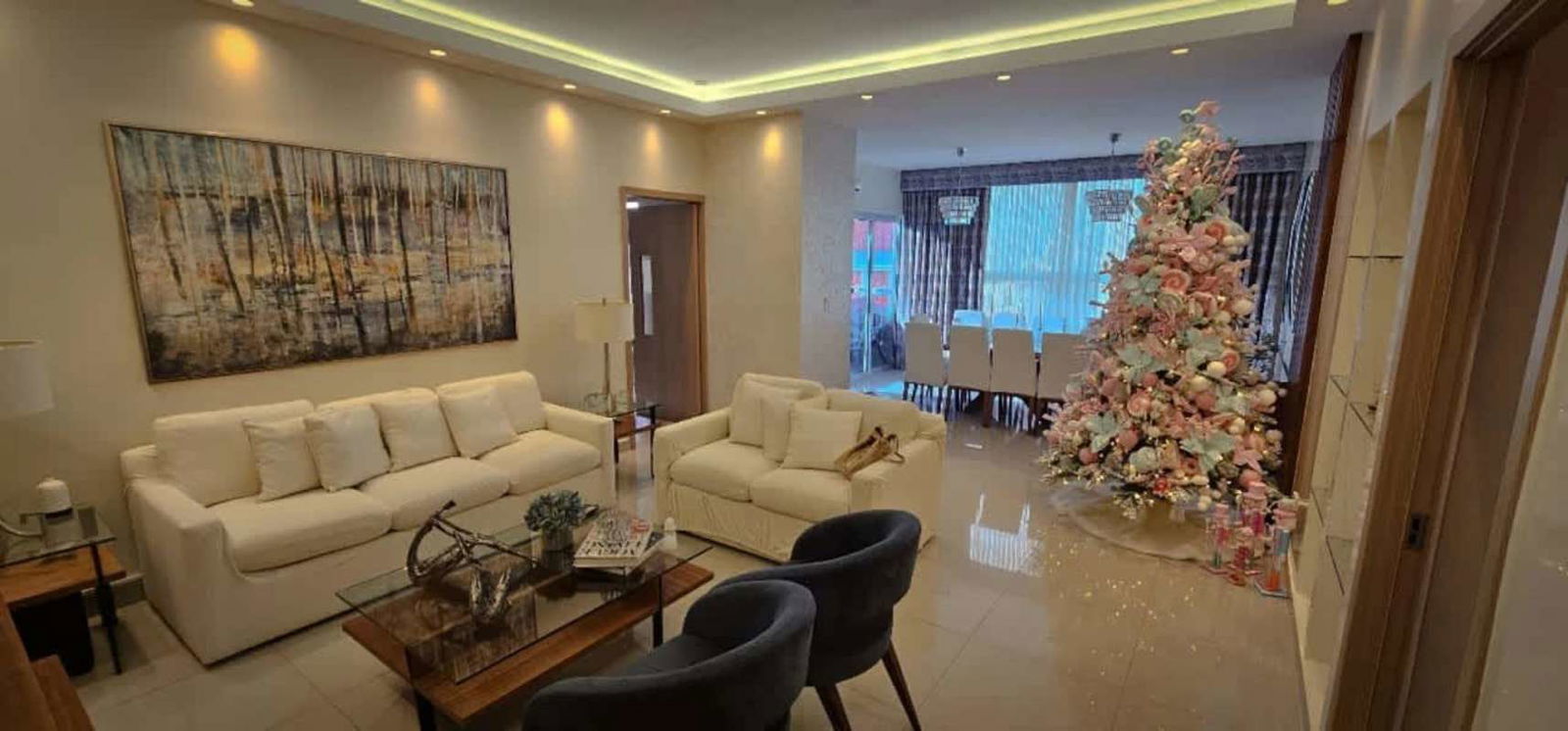 Secondary bedroom with closet, AC, city view in furnished penthouse San Francisco Panama