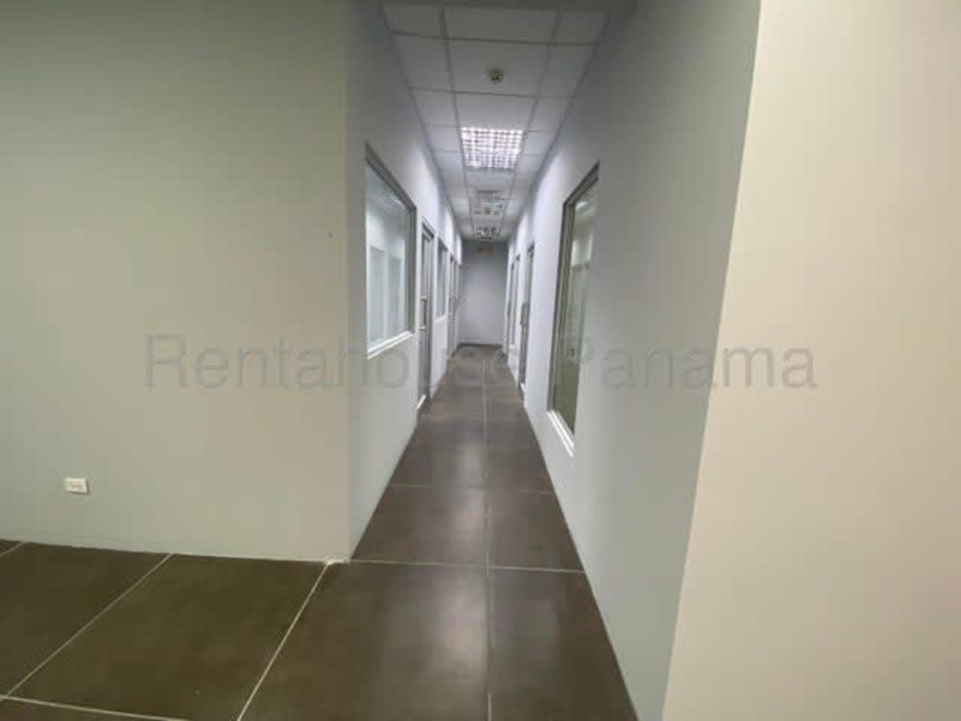 Large open commercial office workspace with tiled floors at ELMEC Tower Panama City