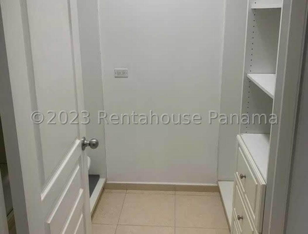 Contemporary bathroom with glass enclosed shower and marble counters at PH BICSA Panama